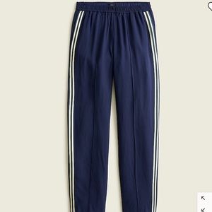 J Crew crepe track pants size 6 NWT Navy with white track stripes down side